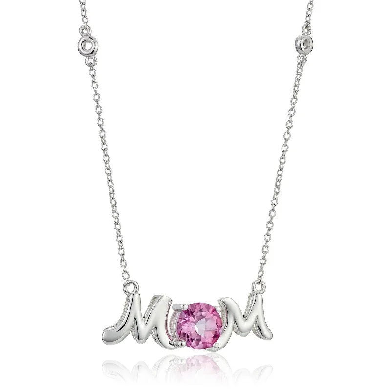 Raised disc necklaces-925 Sterling Silver Pink Topaz Necklace