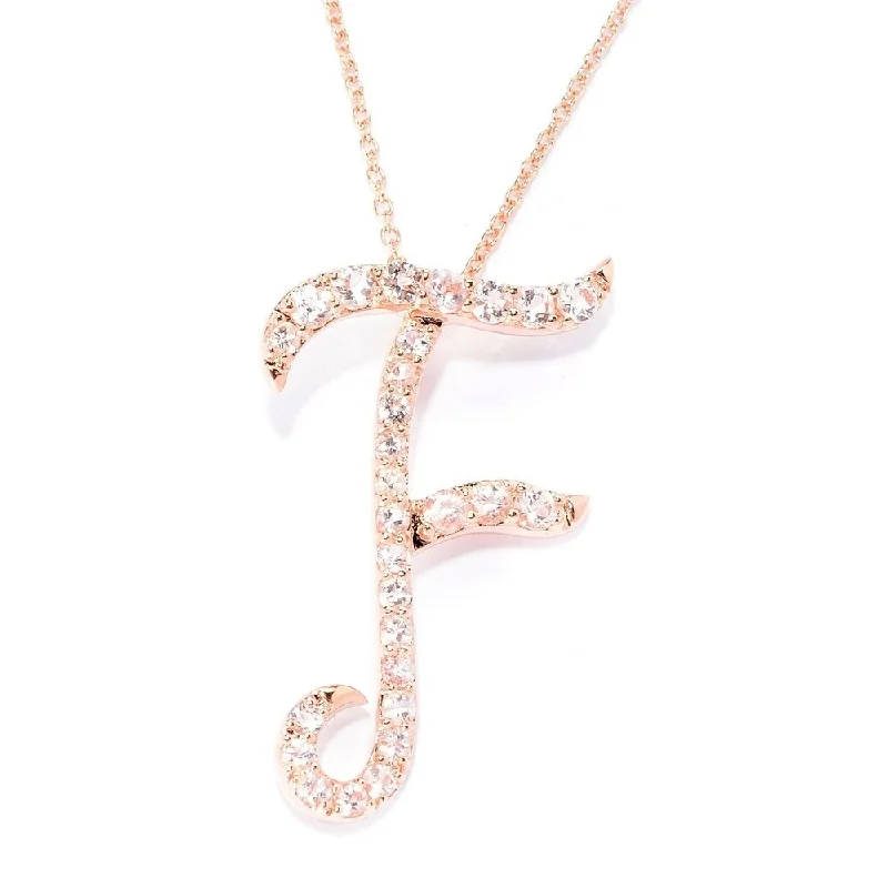 Drape-style necklaces-18k Rose Gold over Sterling Silver Round Morganite Initial F Necklace