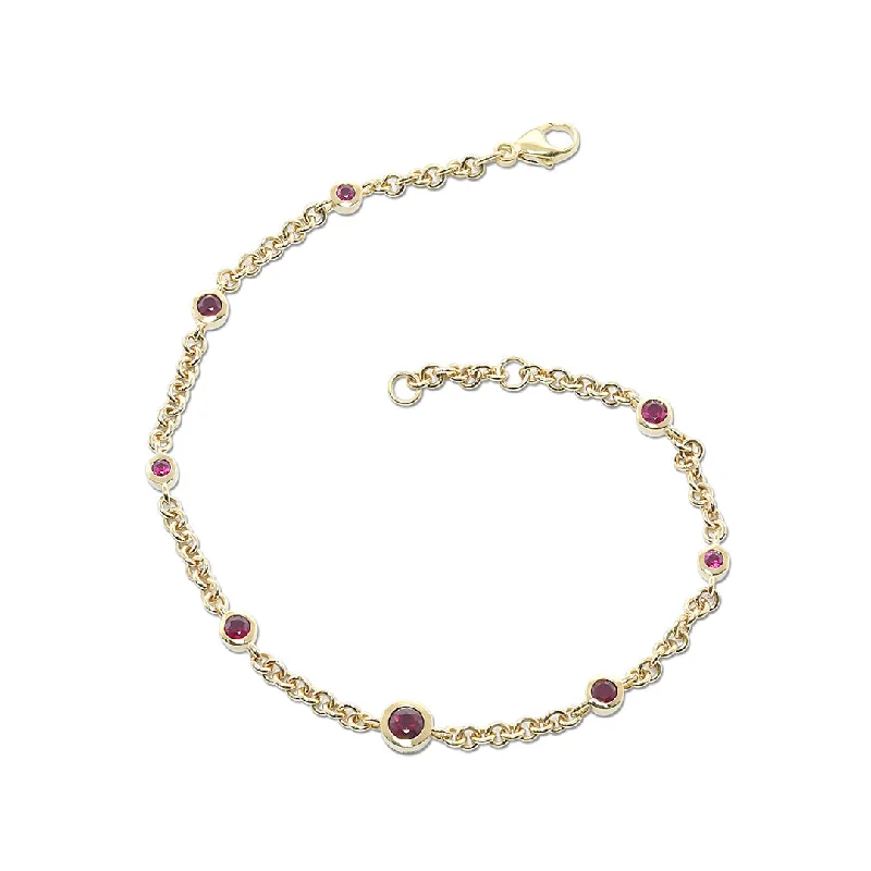 Faith charm bangles-Graduated Ruby Round Link Bracelet