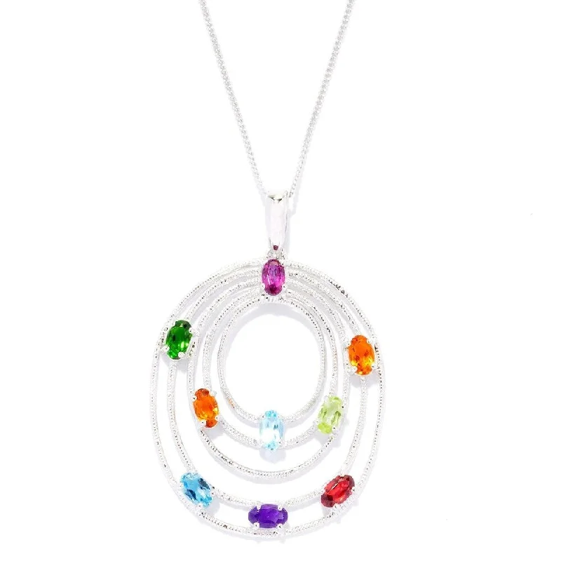 Faith charm necklaces-Multi-gemstone White Tiered Oval Pendant Necklace