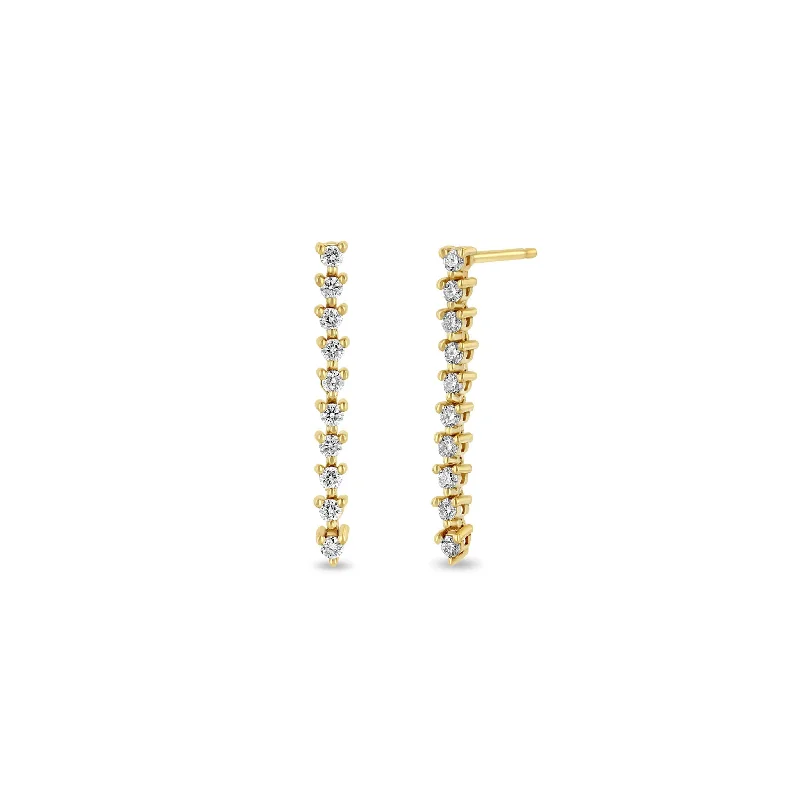 Cedar wood earrings-14k Diamond Tennis Drop Earrings