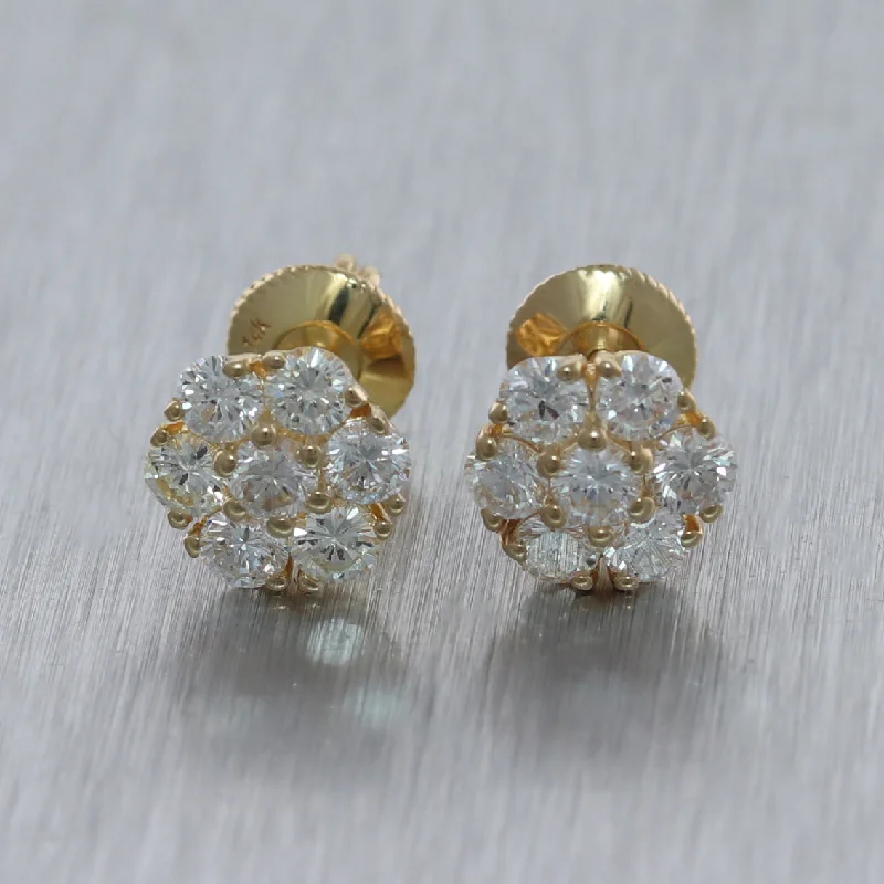 Silk cord earrings-14k Yellow Gold 1.96ctw Diamond Cluster Stud Earrings