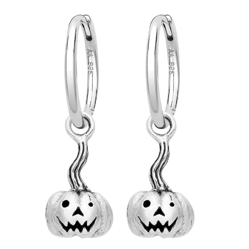 Subtle dangle earrings-ROLY the PUMPKIN - Sterling Silver Hoops