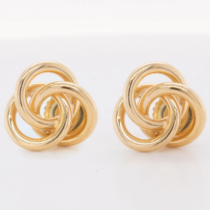 Flat badge earrings-Tiffany & Co. 18k Yellow Gold Trinity Knot Triple Circle Stud Earrings 5.2g