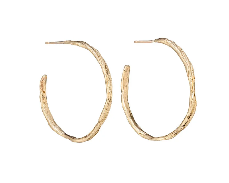 Cosmic glow earrings-Ripple Hoops 9ct Gold