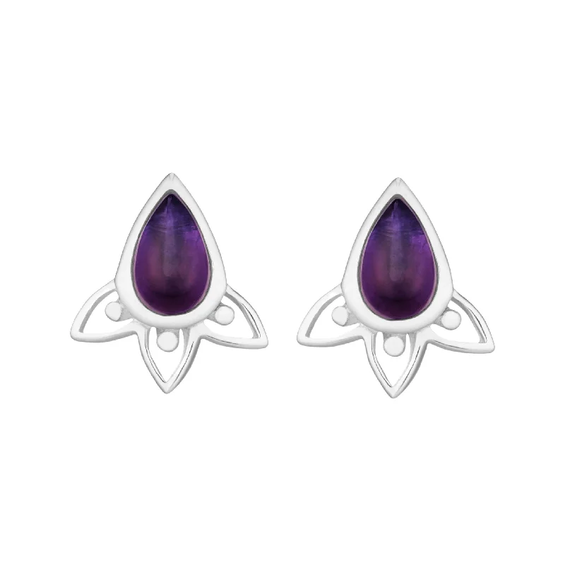 Pink gold earrings-ARIA - Sterling Silver & Amethyst Studs