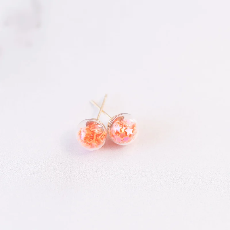 Thin threader earrings-Orange | Mini Star Confetti Stud Earrings