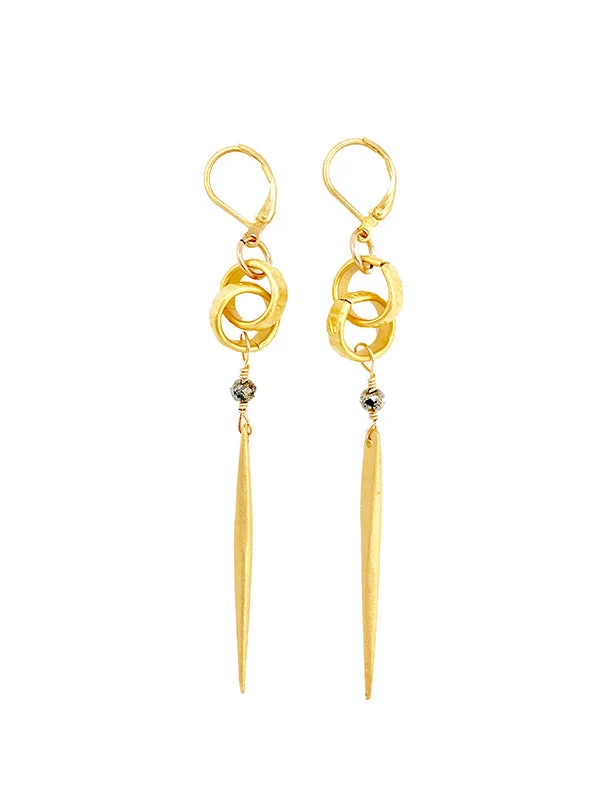 Ruby stone earrings-Pyrite Spear Earrings