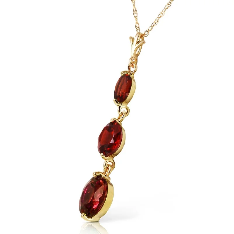 Soft thread necklaces-3.6 Carat 14K Solid Gold Eyes Of Happiness Garnet Necklace