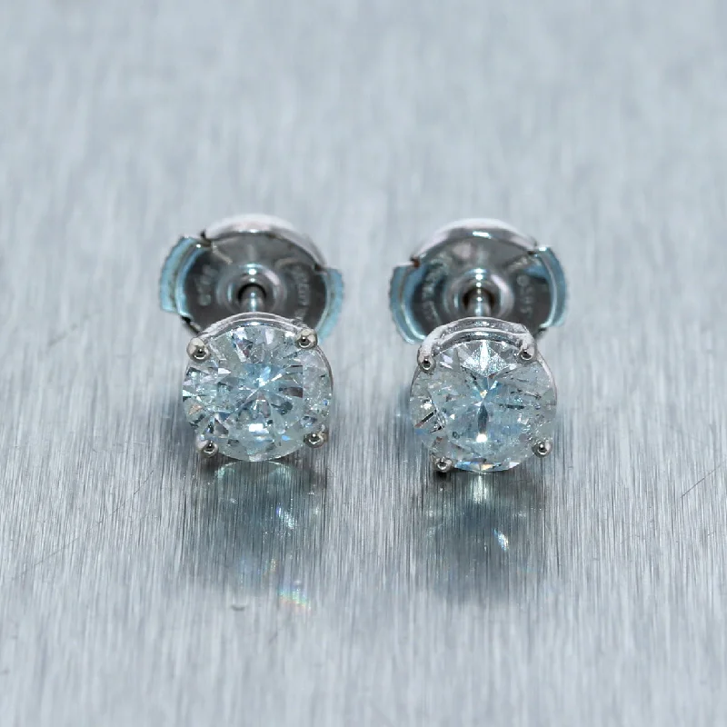 Pure crystal earrings-Modern 14k White Gold 1.98ctw Diamond Stud Earrings