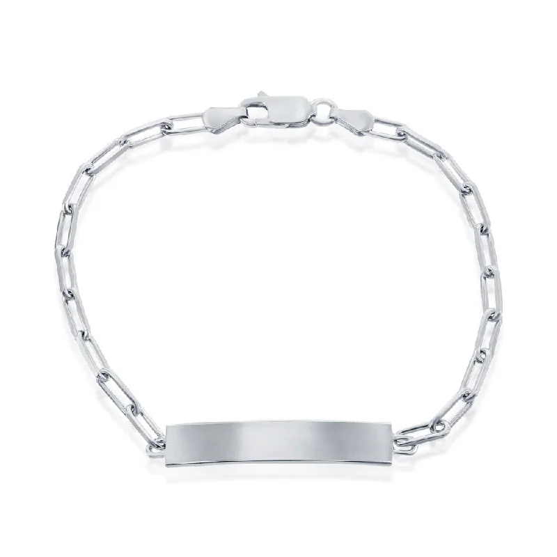 Oval shape bangles-Sterling Silver Paperclip Bracelet