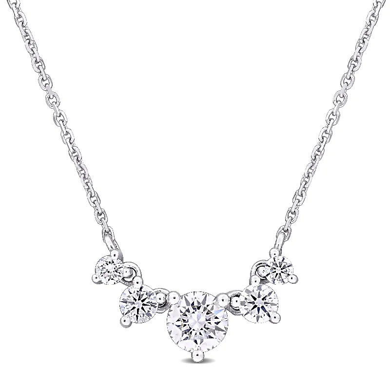 Elegant design necklaces-Created Forever by Miadora 5/8ct TDW Lab-Grown Diamond Five Stone Necklace in 14k White Gold - 17 in