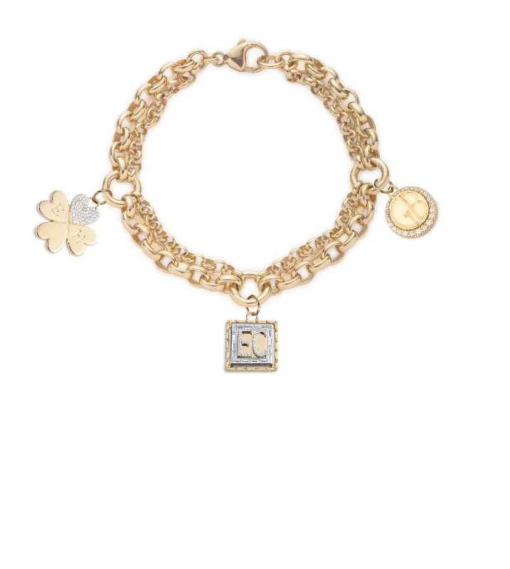 Subtle accent bangles-Lovestruck, True Love & Engravable Festoon Chain Bracelet : in Yellow Gold