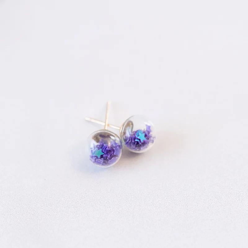 Flat badge earrings-Purple | Mini Star Confetti Stud Earrings