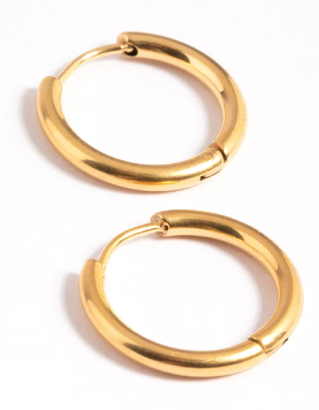 Cosmic glow earrings-Gold Plated Surgical Steel Thin 12mm Hoop Earrings