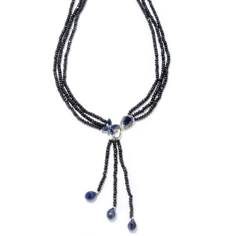 Radiant pearl necklaces-925 Sterling Silver Black Spinel Beads Necklace