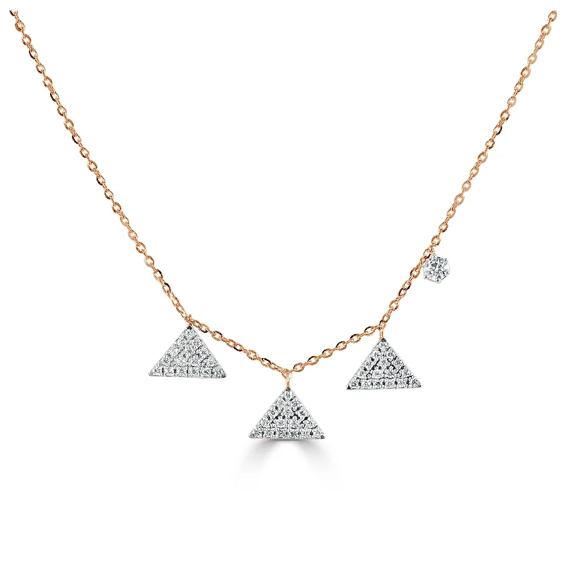 Onyx gem necklaces-Joelle Diamond Triangle Necklace 14K Gold 1/5ct TDW Adjustable 14"-18-inch Inch