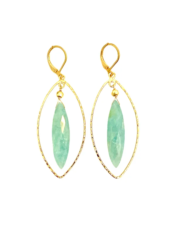 Thick hoop earrings-Marquis Aqua Earrings