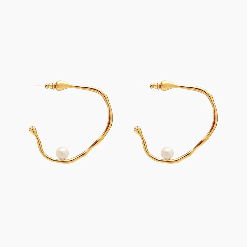 Thick tier earrings-Irregular Semi-curved Pearl Earrings