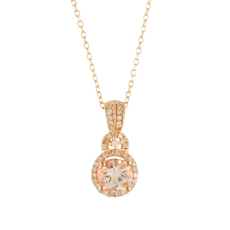 Silk fringe necklaces-10k Rose Gold Morganite and 1/5ct TDW Diamond Halo Pendant Necklace