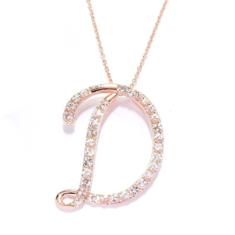 Half moon necklaces-18k Rose Gold over Sterling Silver Round Morganite Initial D Necklace