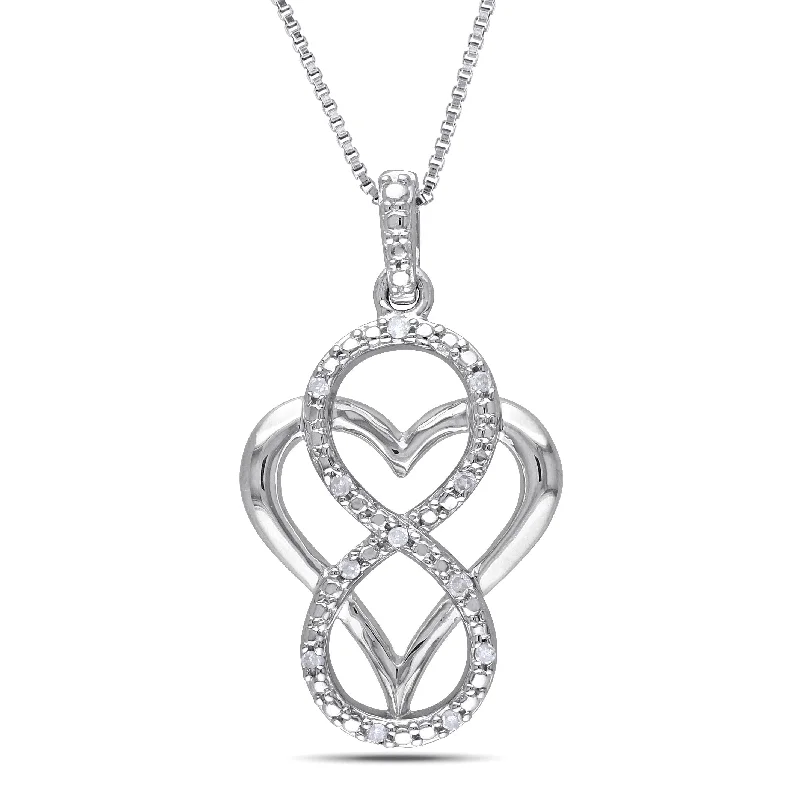 Oval shape necklaces-Miadora Sterling Silver Diamond Accent Heart Infinity Necklace