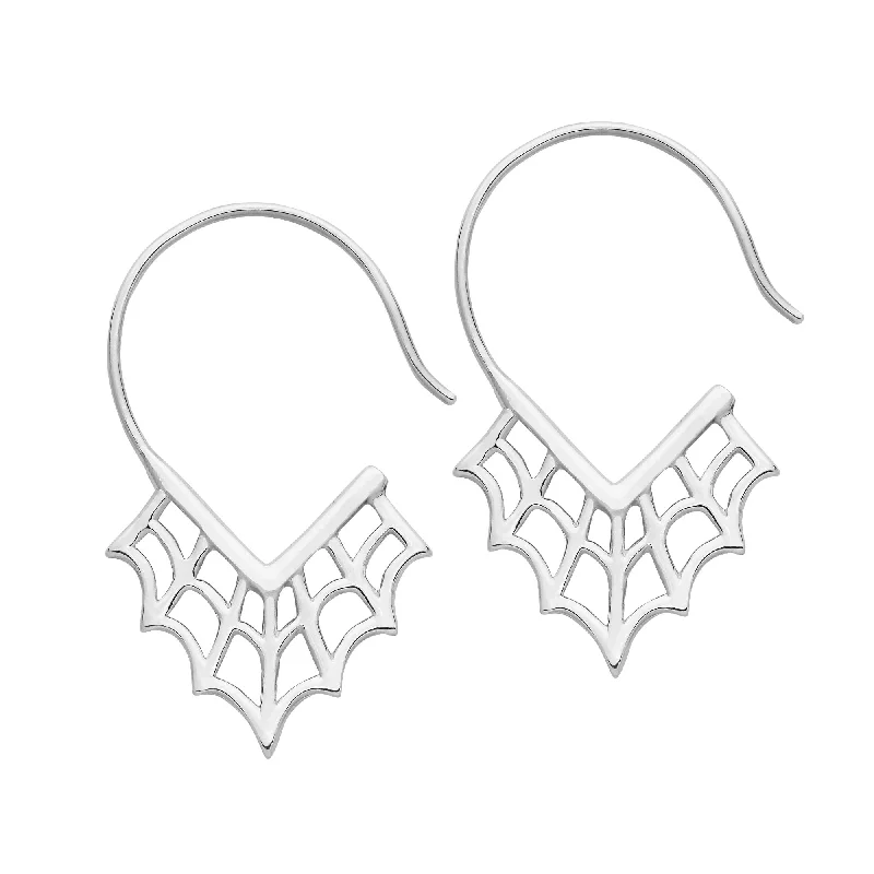 Bold cuff earrings-COBWEBS - Sterling Silver Drops