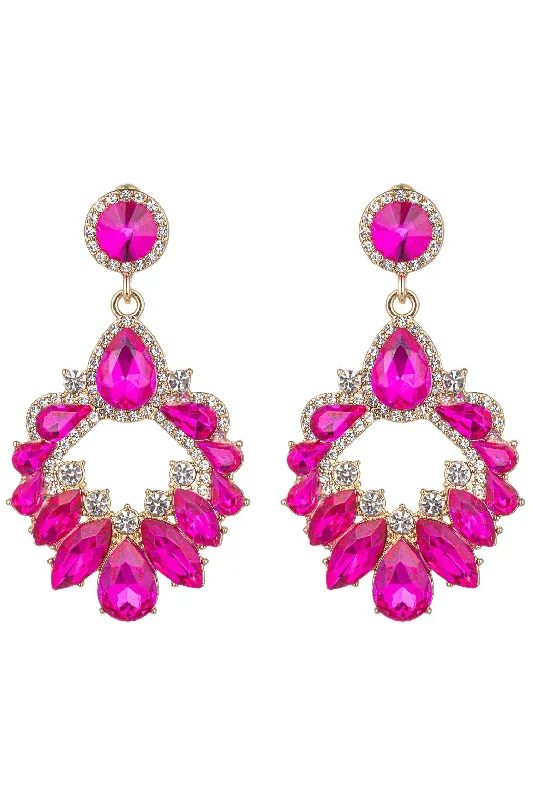 Vibrant enamel earrings-Eye Candy Los Angeles - Ari Hot Pink Statement Earring