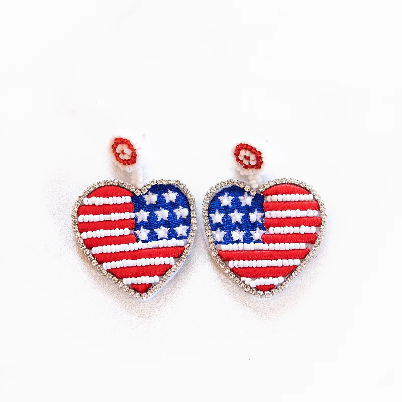 Surf theme earrings-American Flag Earrings