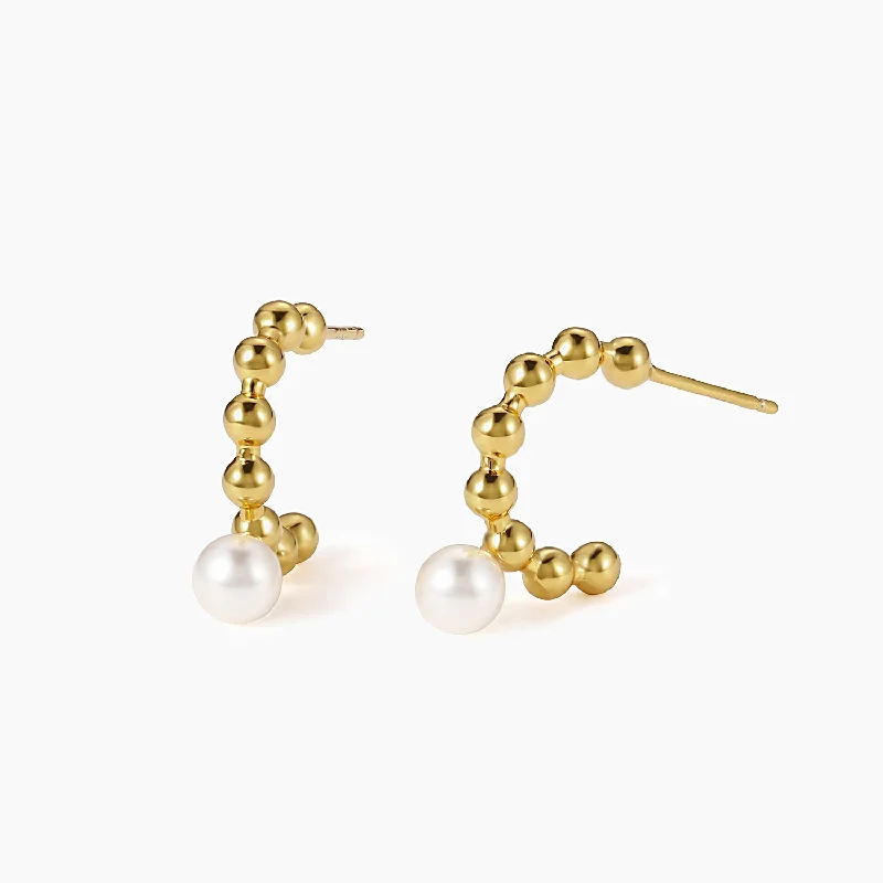 Radiant star earrings-S925 Baroque Pearl Huggie Earring For Women