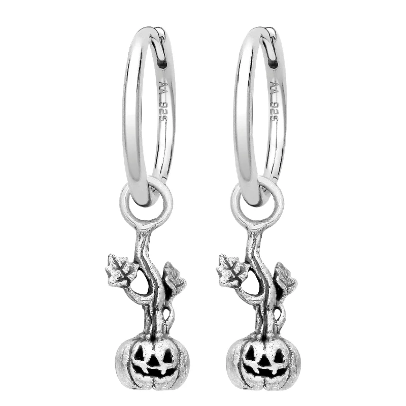 Large hoop earrings-COUNT the PUMPKIN - Sterling Silver Hoops