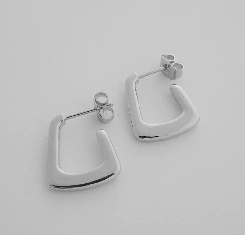 Glossy silver earrings-Silver Demi Hoop Earrings