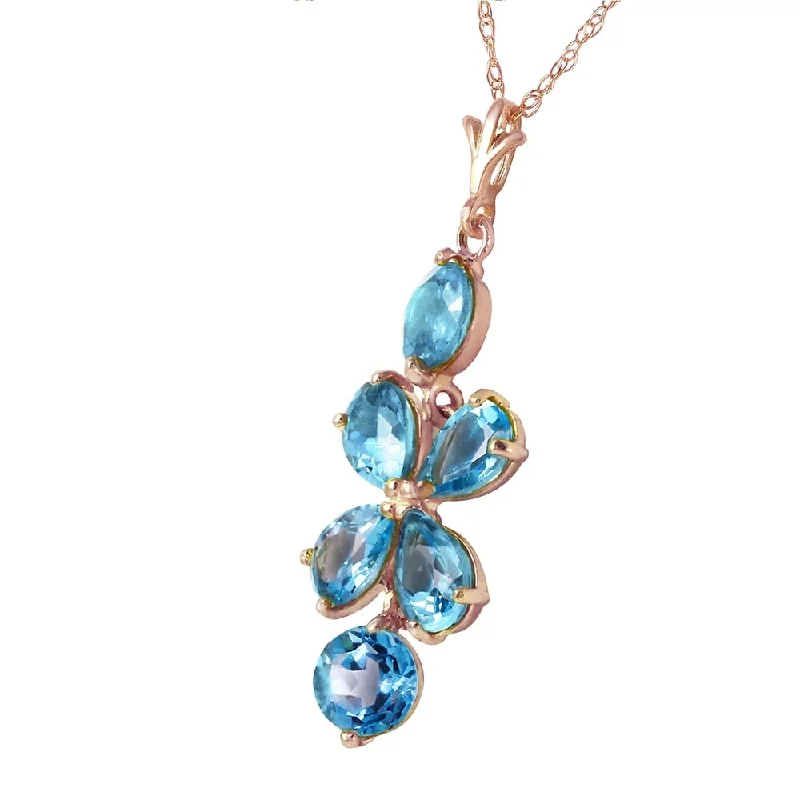 Zodiac charm necklaces-3.15 Carat 14K Solid Rose Gold Petals Blue Topaz Necklace