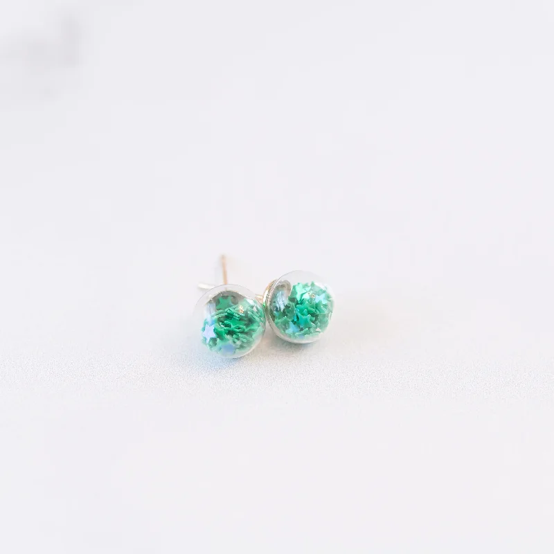 Trekker braid earrings-Green | Mini Star Confetti Stud Earrings