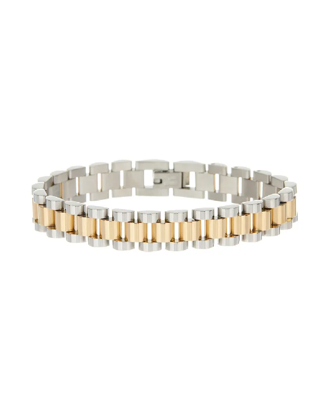 Pure link bangles-Two-toned Timepiece Bracelet