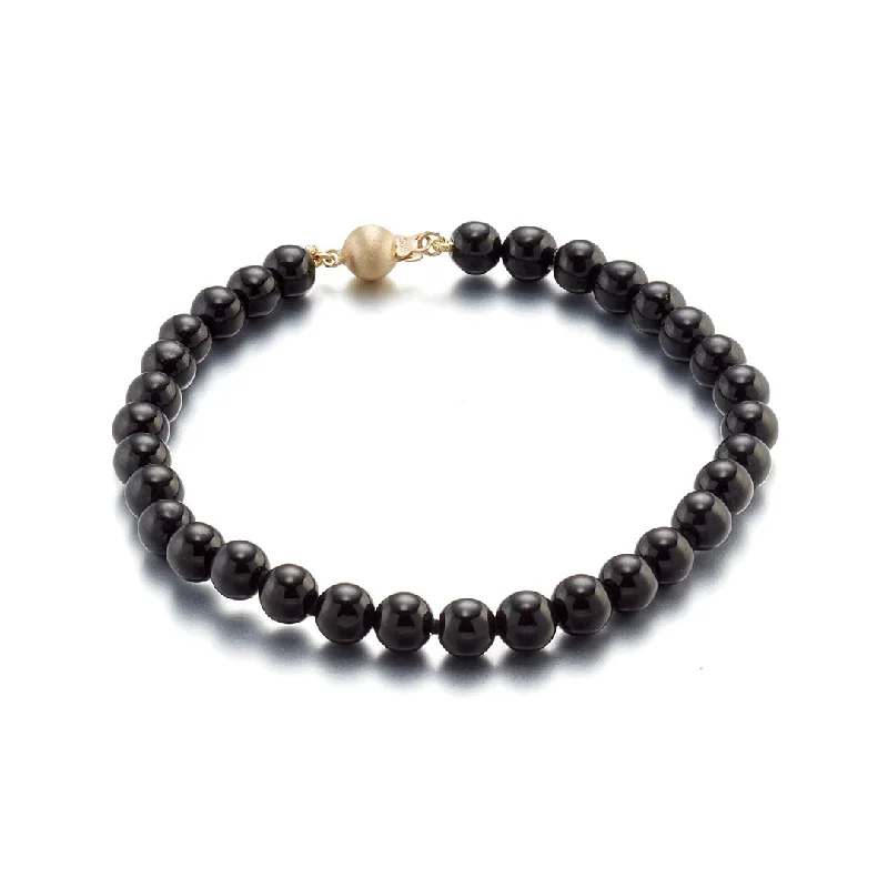 Hand-polished bangles-6mm Black Jade Bead Bracelet