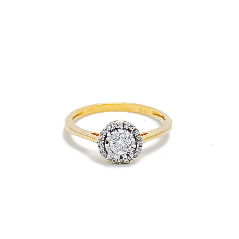 Vintage style engagement rings-Tasteful Classic Diamond + 18k Gold Ring