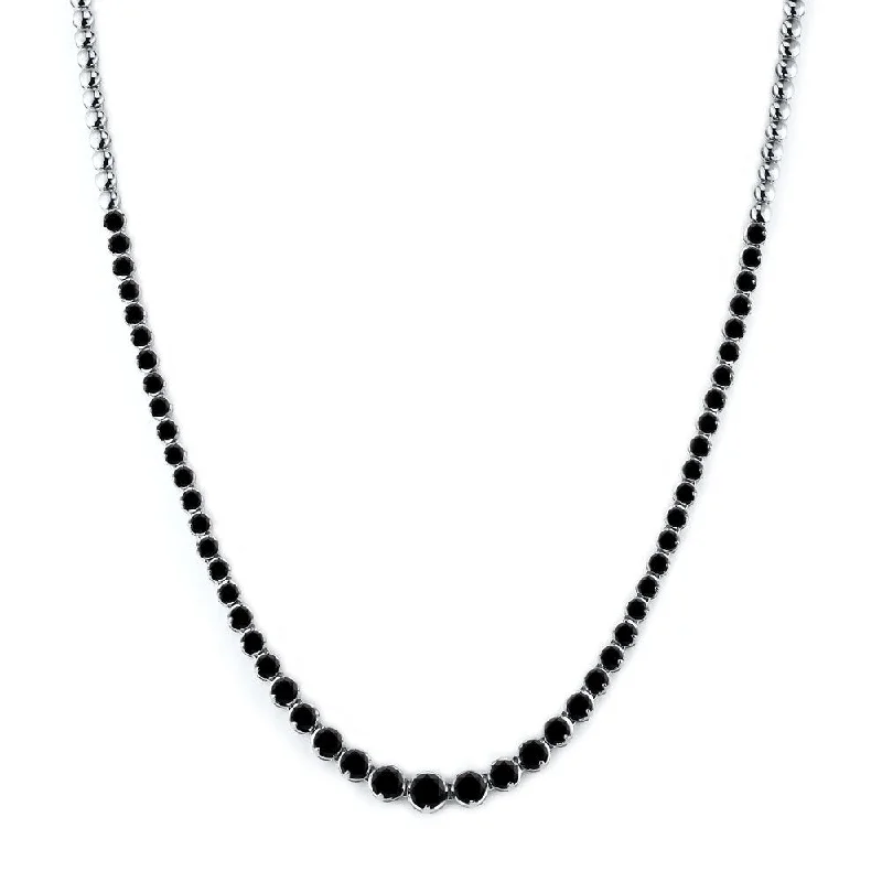 Dove feather necklaces-Auriya 5ctw Graduating Black Diamond Tennis Necklace 18k White Gold