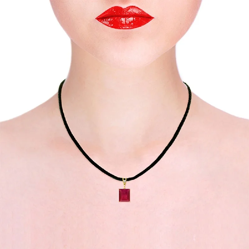 Retro deco necklaces-7.51 Carat 14K Solid Gold Solitude Ruby Diamond Necklace