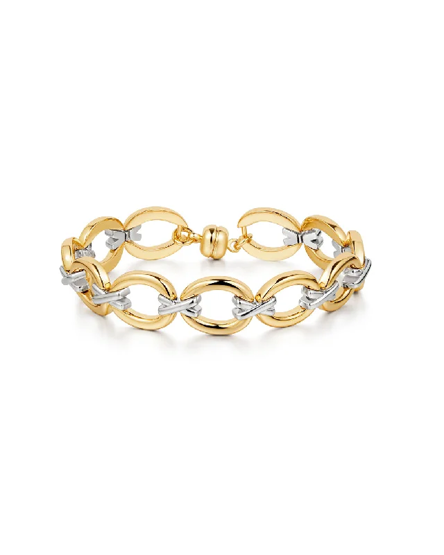 Flat knot bangles-Two-Tone Chain Bracelet