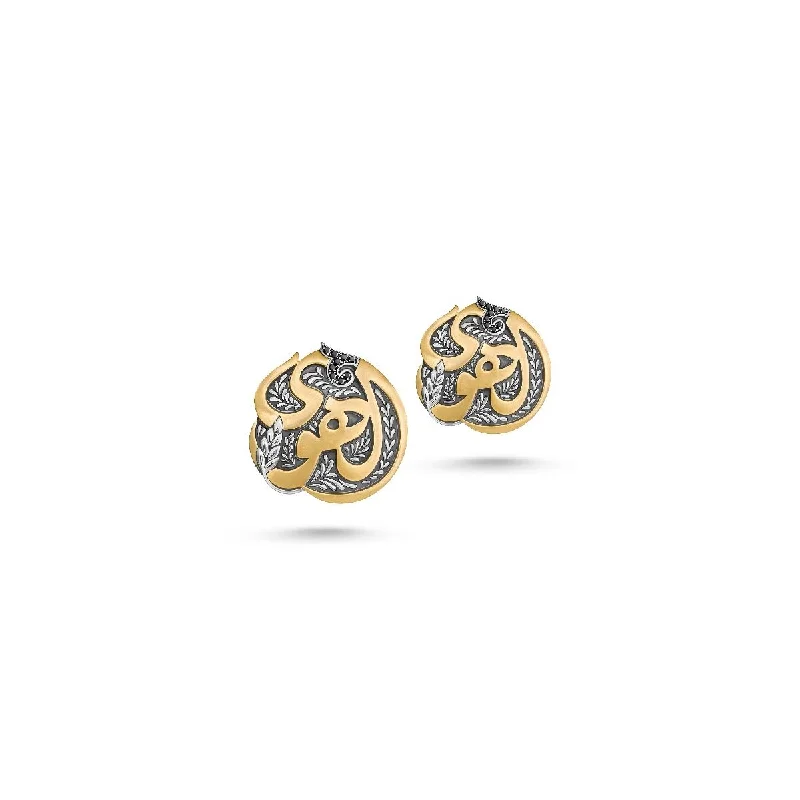 Large hoop earrings-El Hawa Button Earrings