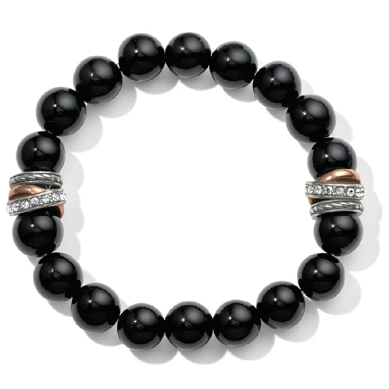 Crystal-twisted bangles-Neptune's Rings Black Agate Stretch Bracelet