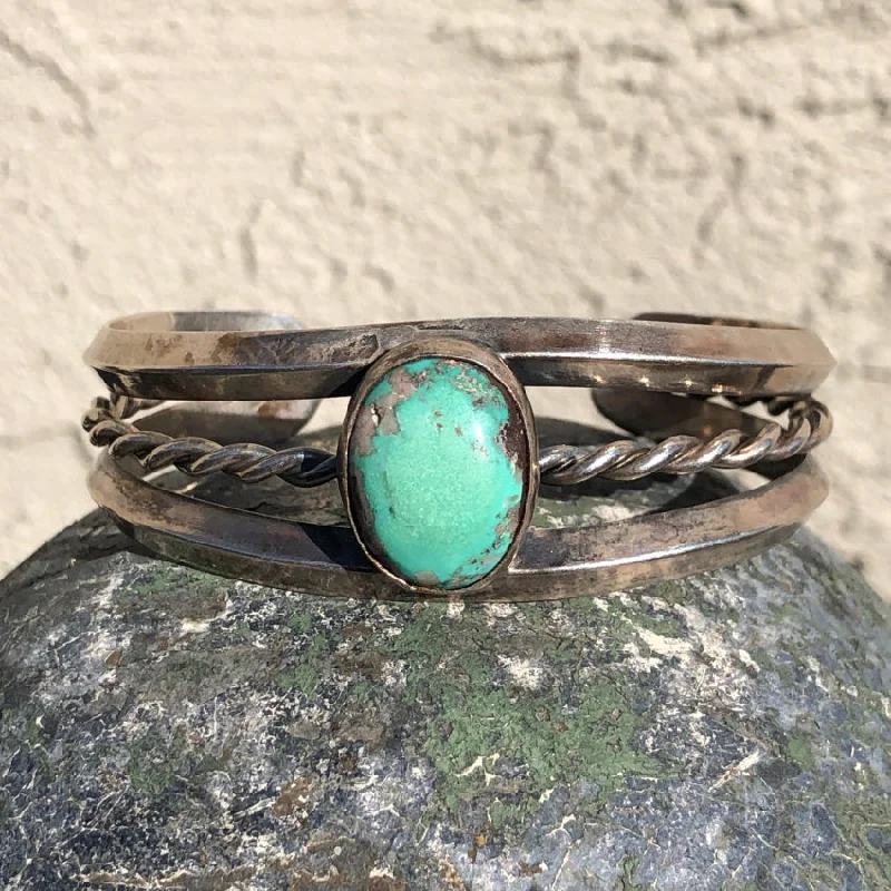 Bamboo weave bangles-Vintage Navajo Cripple Creek Turquoise Cuff Bracelet