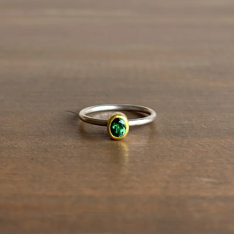 Petite Oval Green Tourmaline Ring