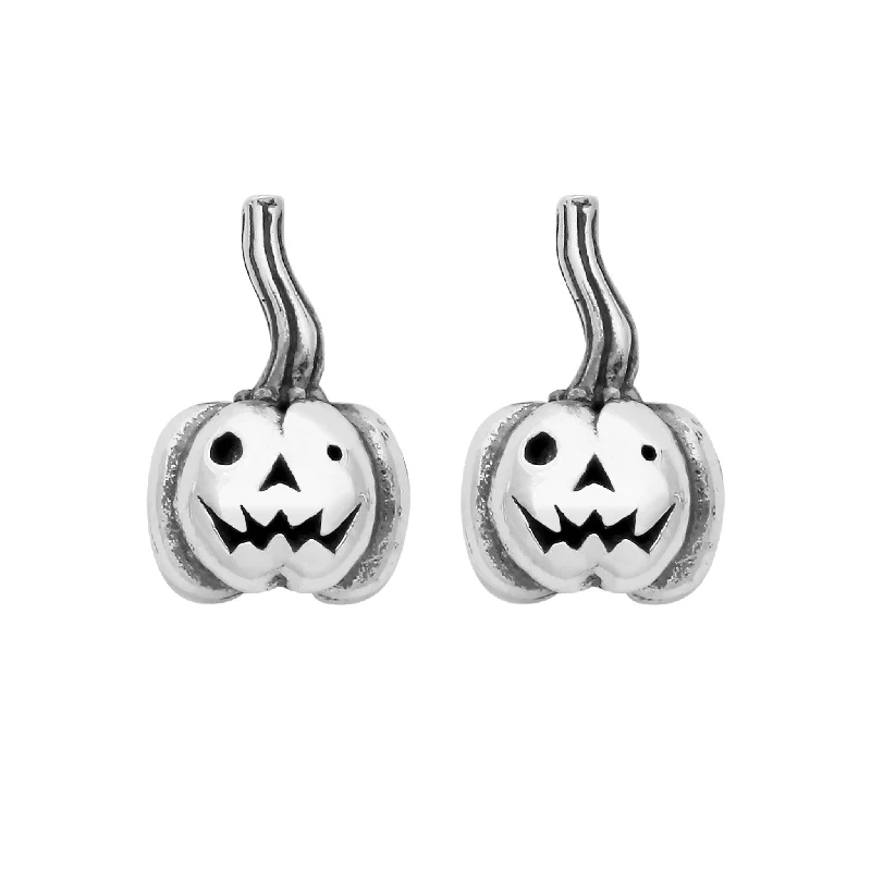 Alloy metal earrings-ROLY the PUMPKIN - Sterling Silver Studs