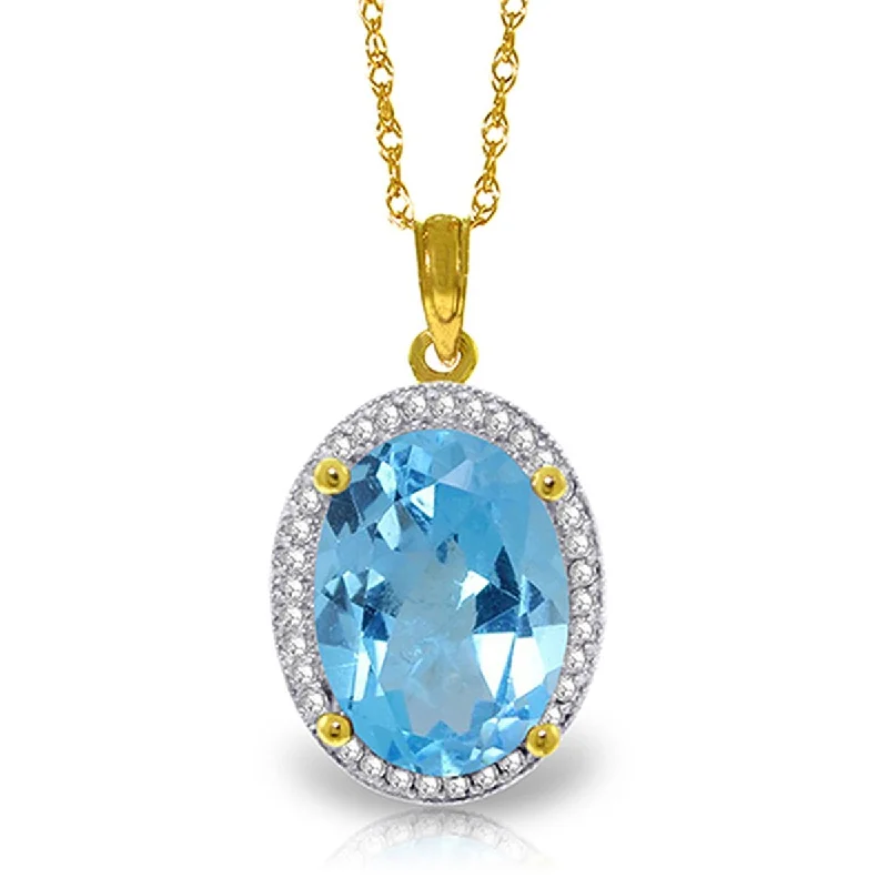 Neat-line necklaces-7.58 Carat 14K Solid Gold Loren Blue Topaz Diamond Gemstone Necklace