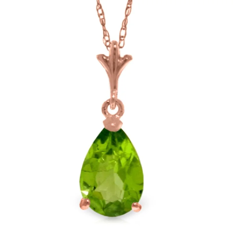 Heavy collar necklaces-1.5 Carat 14K Rose Gold Pear Peridot Necklace