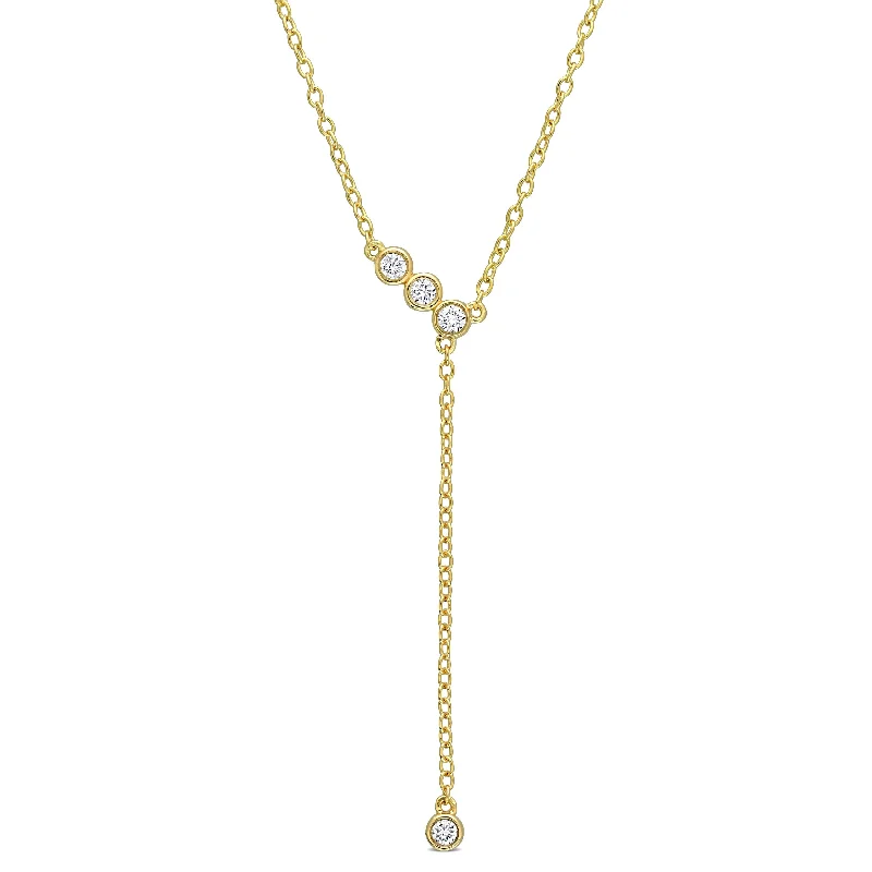 Radiant pearl necklaces-Eternally Yours 1/8ct TW Lab-Grown Diamond Lariat Y-Necklace in 18k Yellow Gold Plated Sterling Silver