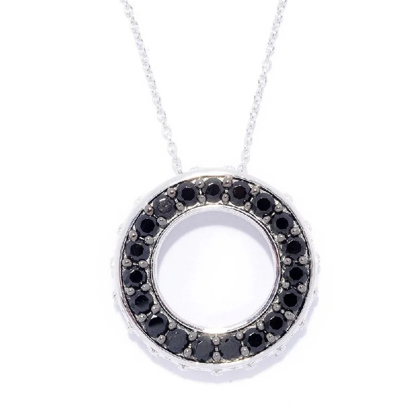 Retro deco necklaces-Exotic Black Spinel Circle of Life Necklace