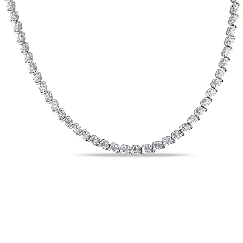 Drape-style necklaces-Miadora 1/2ct TDW Diamond Necklace in Sterling Silver - 17 in x 4.9 mm